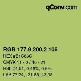 カラーコード: RGB 177.9 200.2 108 | qconv.com
