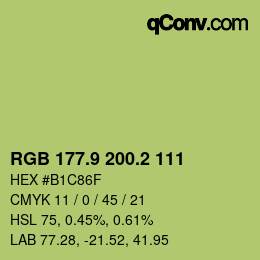 カラーコード: RGB 177.9 200.2 111 | qconv.com