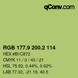 カラーコード: RGB 177.9 200.2 114 | qconv.com