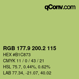カラーコード: RGB 177.9 200.2 115 | qconv.com