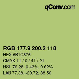 カラーコード: RGB 177.9 200.2 118 | qconv.com