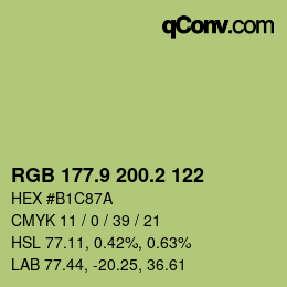 カラーコード: RGB 177.9 200.2 122 | qconv.com