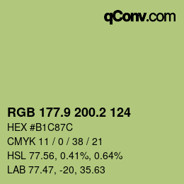 カラーコード: RGB 177.9 200.2 124 | qconv.com