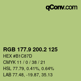 カラーコード: RGB 177.9 200.2 125 | qconv.com