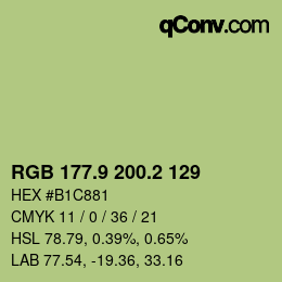 カラーコード: RGB 177.9 200.2 129 | qconv.com