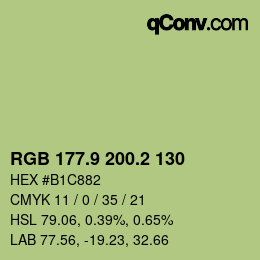 カラーコード: RGB 177.9 200.2 130 | qconv.com