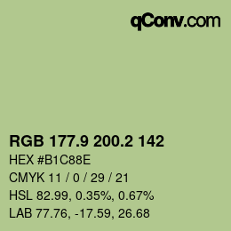 Color code: RGB 177.9 200.2 142 | qconv.com
