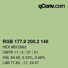 カラーコード: RGB 177.9 200.2 146 | qconv.com