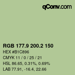 カラーコード: RGB 177.9 200.2 150 | qconv.com