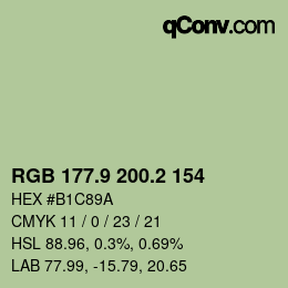 カラーコード: RGB 177.9 200.2 154 | qconv.com