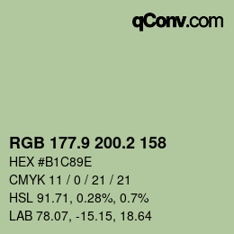 Color code: RGB 177.9 200.2 158 | qconv.com
