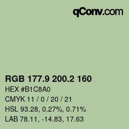 カラーコード: RGB 177.9 200.2 160 | qconv.com
