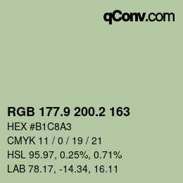 Color code: RGB 177.9 200.2 163 | qconv.com