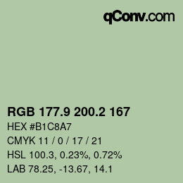 Color code: RGB 177.9 200.2 167 | qconv.com