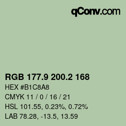 Color code: RGB 177.9 200.2 168 | qconv.com