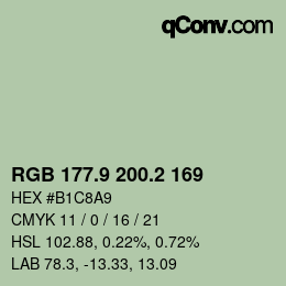 Color code: RGB 177.9 200.2 169 | qconv.com