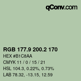カラーコード: RGB 177.9 200.2 170 | qconv.com