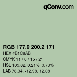 Farbcode: RGB 177.9 200.2 171 | qconv.com
