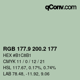 Color code: RGB 177.9 200.2 177 | qconv.com
