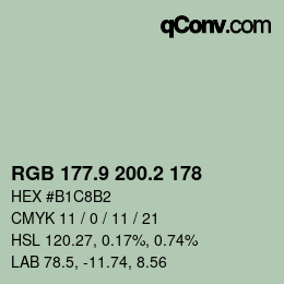 カラーコード: RGB 177.9 200.2 178 | qconv.com