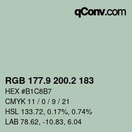Color code: RGB 177.9 200.2 183 | qconv.com