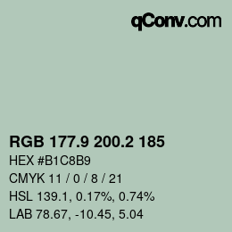 Color code: RGB 177.9 200.2 185 | qconv.com