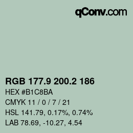 Color code: RGB 177.9 200.2 186 | qconv.com