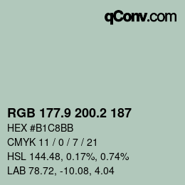 Color code: RGB 177.9 200.2 187 | qconv.com