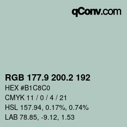Color code: RGB 177.9 200.2 192 | qconv.com