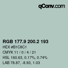 カラーコード: RGB 177.9 200.2 193 | qconv.com