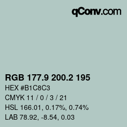 カラーコード: RGB 177.9 200.2 195 | qconv.com