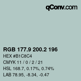 Color code: RGB 177.9 200.2 196 | qconv.com