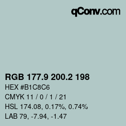 Color code: RGB 177.9 200.2 198 | qconv.com