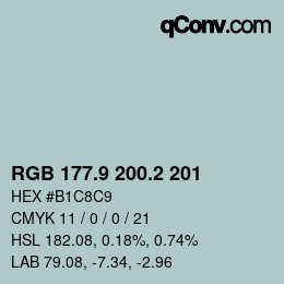 Color code: RGB 177.9 200.2 201 | qconv.com