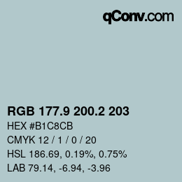 Color code: RGB 177.9 200.2 203 | qconv.com
