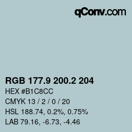 カラーコード: RGB 177.9 200.2 204 | qconv.com