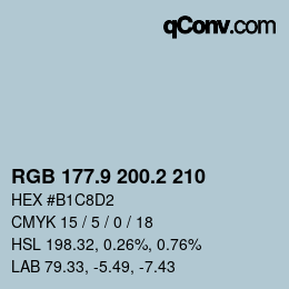 Color code: RGB 177.9 200.2 210 | qconv.com
