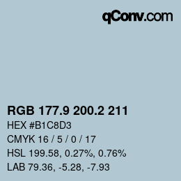 Color code: RGB 177.9 200.2 211 | qconv.com