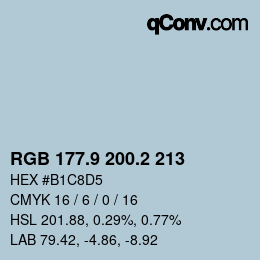 Color code: RGB 177.9 200.2 213 | qconv.com