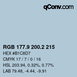 Color code: RGB 177.9 200.2 215 | qconv.com