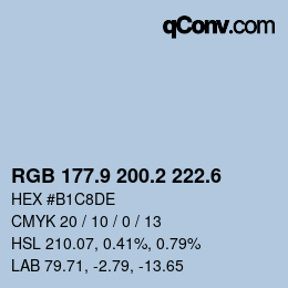 カラーコード: RGB 177.9 200.2 222.6 | qconv.com