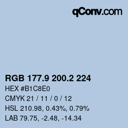 Color code: RGB 177.9 200.2 224 | qconv.com