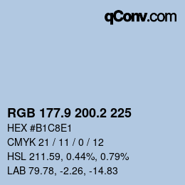 カラーコード: RGB 177.9 200.2 225 | qconv.com