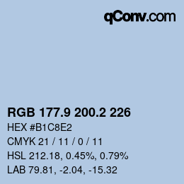 Color code: RGB 177.9 200.2 226 | qconv.com
