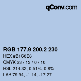 Farbcode: RGB 177.9 200.2 230 | qconv.com
