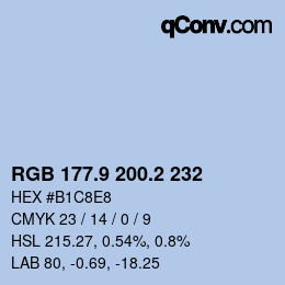 Color code: RGB 177.9 200.2 232 | qconv.com