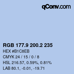 Color code: RGB 177.9 200.2 235 | qconv.com