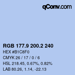 Color code: RGB 177.9 200.2 240 | qconv.com