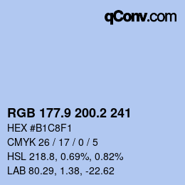 Color code: RGB 177.9 200.2 241 | qconv.com