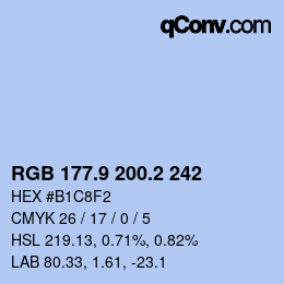 Color code: RGB 177.9 200.2 242 | qconv.com